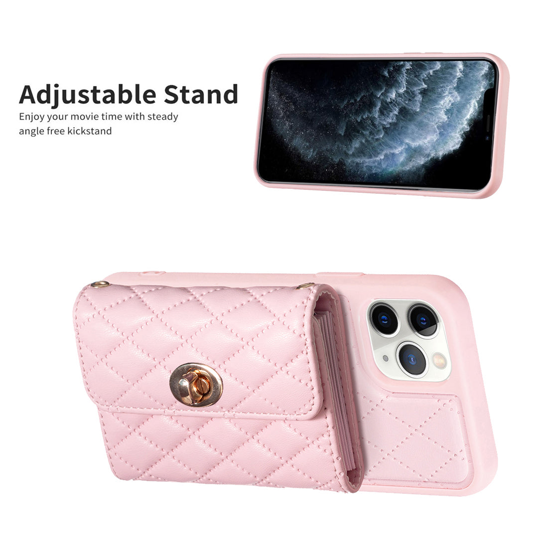 BF21 Phone Case for iPhone 11 Pro 5.8 inch PU Leather TPU Kickstand Card Holder Cover with Shoulder Strap BF21 Phone Case for iPhone 11 Pro 5.8 inch PU Leather TPU Kickstand Card Holder Cover with Shoulder Strap